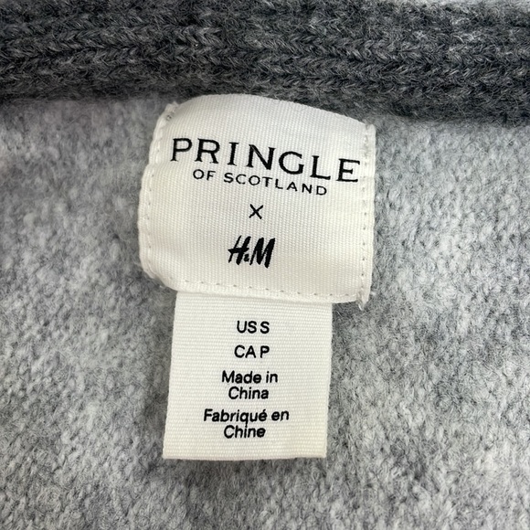 Pringle of Scotland x H&M Women’s Sweater S Grey Neon Yellow Cuff Hood Drawcord - Picture 8 of 16